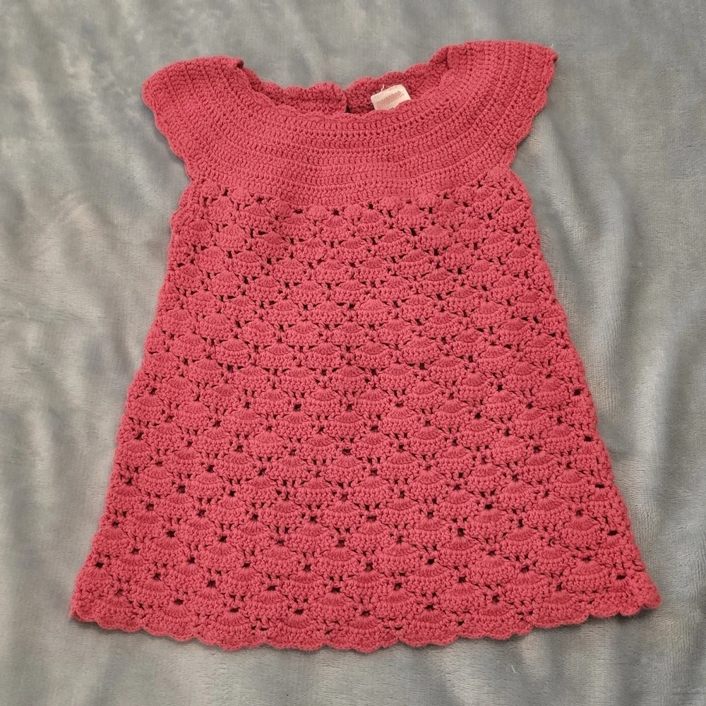 Gymboree Coral Crochet Baby Dress And Floral Cotton Blanket (1028)